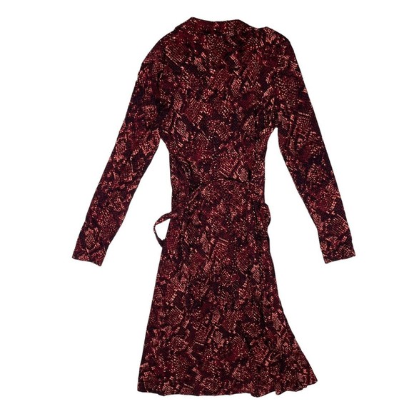 PURE Collection Dress Size 8 / 10 Red Snakeskin Button Front Empire Long Sleeve - Picture 2 of 8